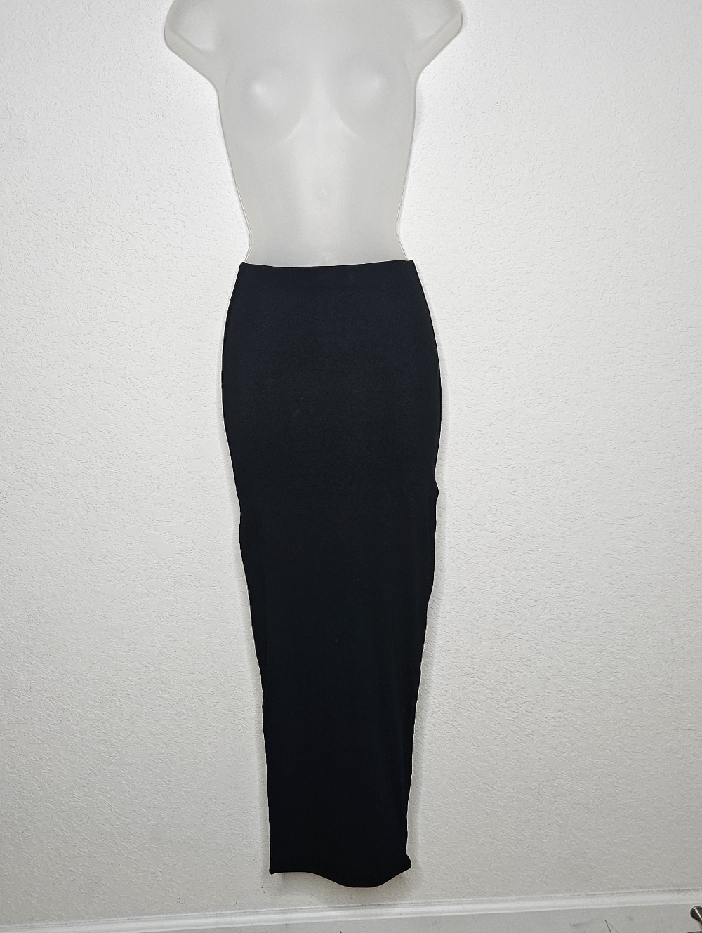 Naked Wardrobe Black Bodycon Maxi Skirt Stretch Minimalist Size S NWOT